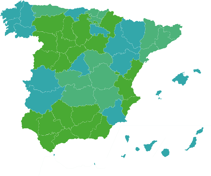 Mapa de España superpuesto a un técnico de IT en un entorno de oficina.